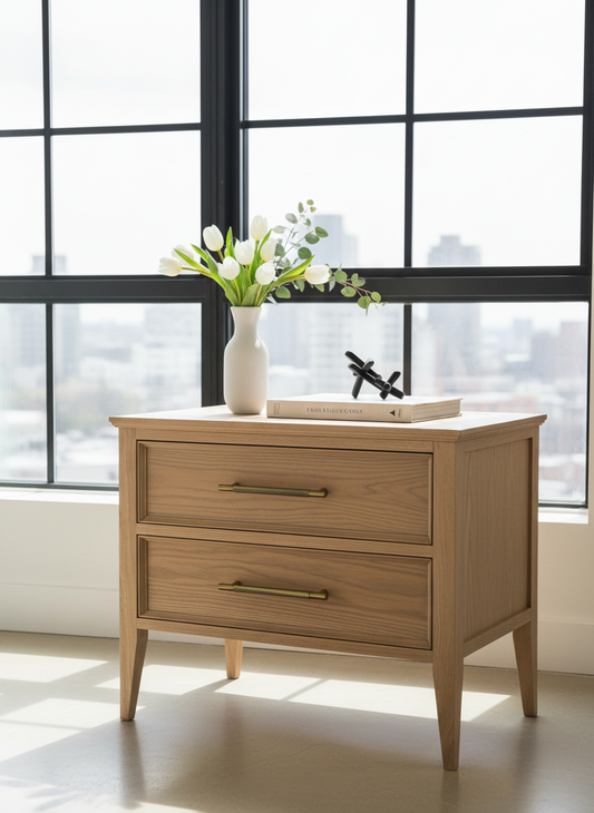 The Aristide Nightstand in a bright modern loft setting