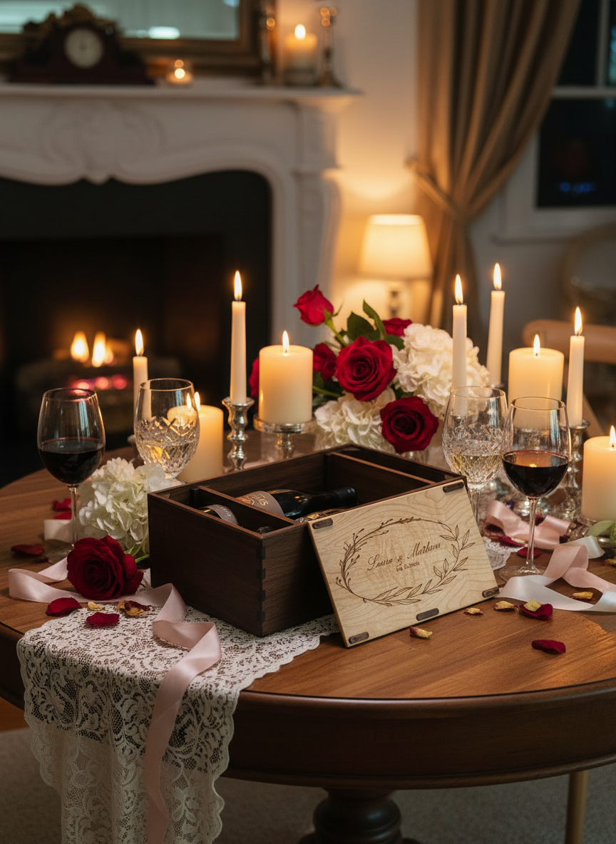 The Two Hearts Wine Chest Staged Scene